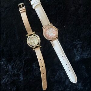 Rose Gold and White Crystal Accent Cache Watches - Set of 2